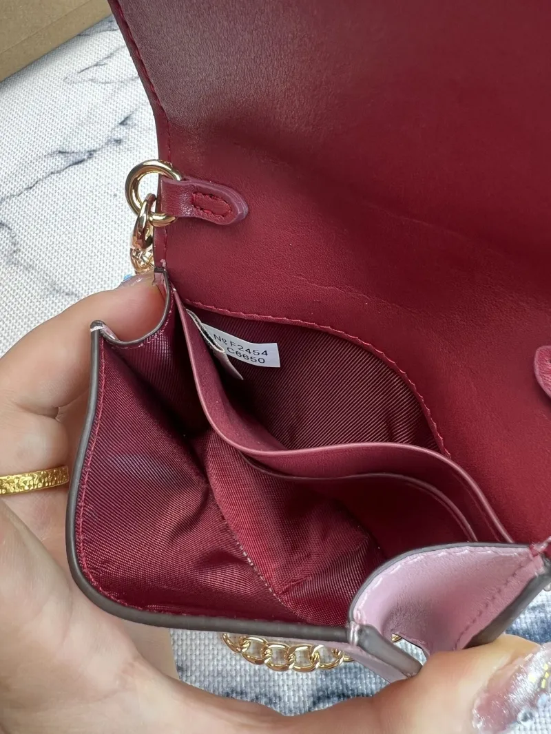 Coach Pink Mini Chain Crossbody Wallet - Image 8