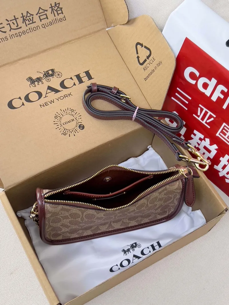 Coach Signature Satchel Crossbody Bag Brown - Image 5