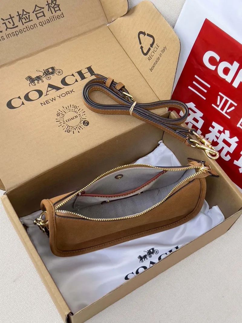 Coach Brown Suede Small Crossbody Bag - Image 5
