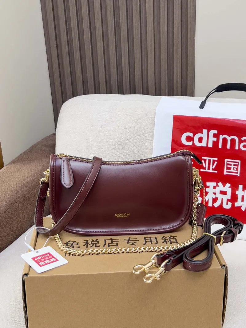 Coach Genuine Brown Leather Crossbody Bag - Image 4