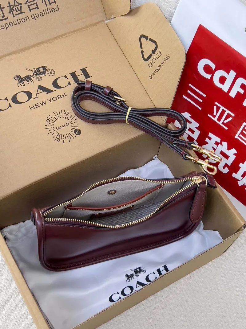 Coach Genuine Brown Leather Crossbody Bag - Image 5