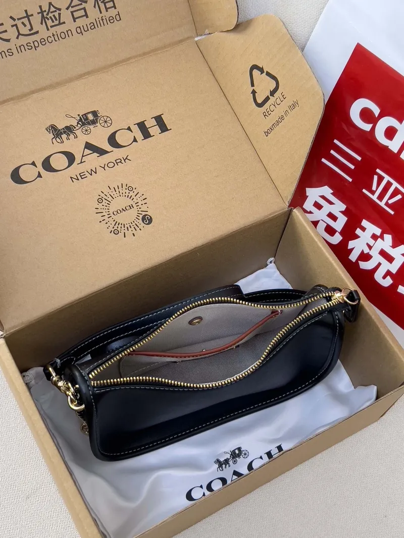 Coach Black Leather Satchel Crossbody Bag - Image 5