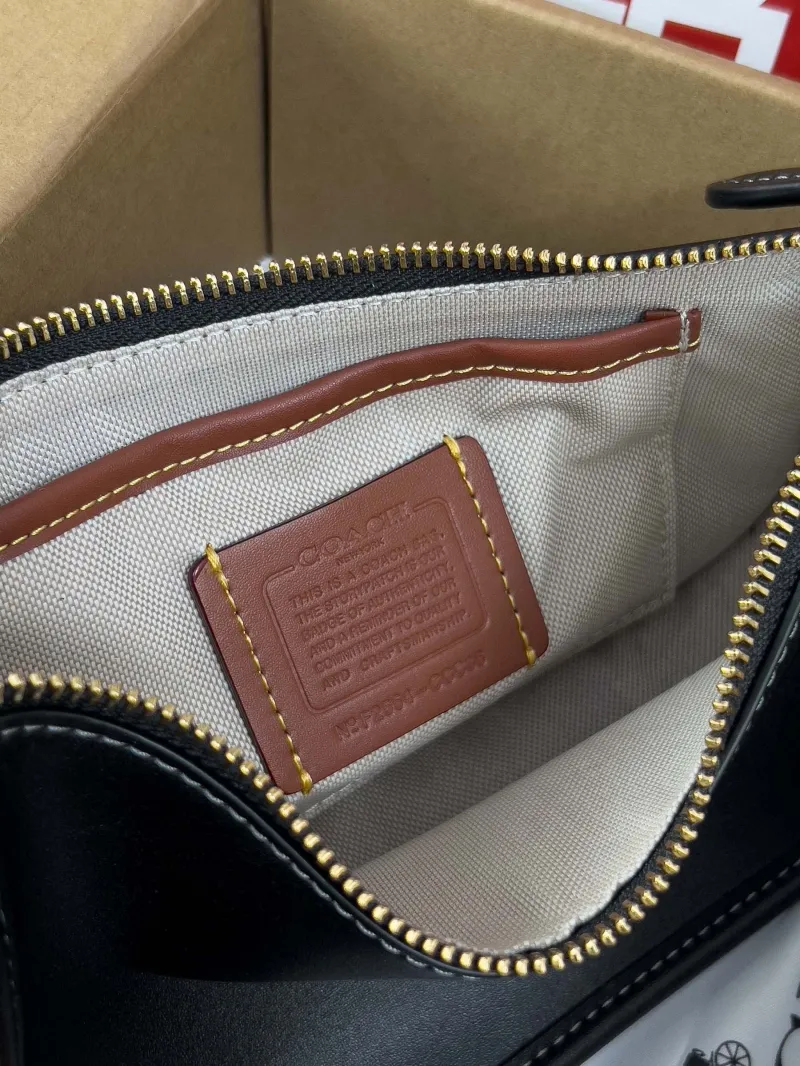 Coach Black Leather Satchel Crossbody Bag - Image 6