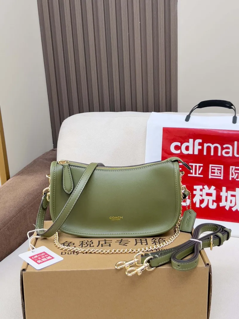 Coach Olive Green Leather Satchel Crossbody Bag - Image 4