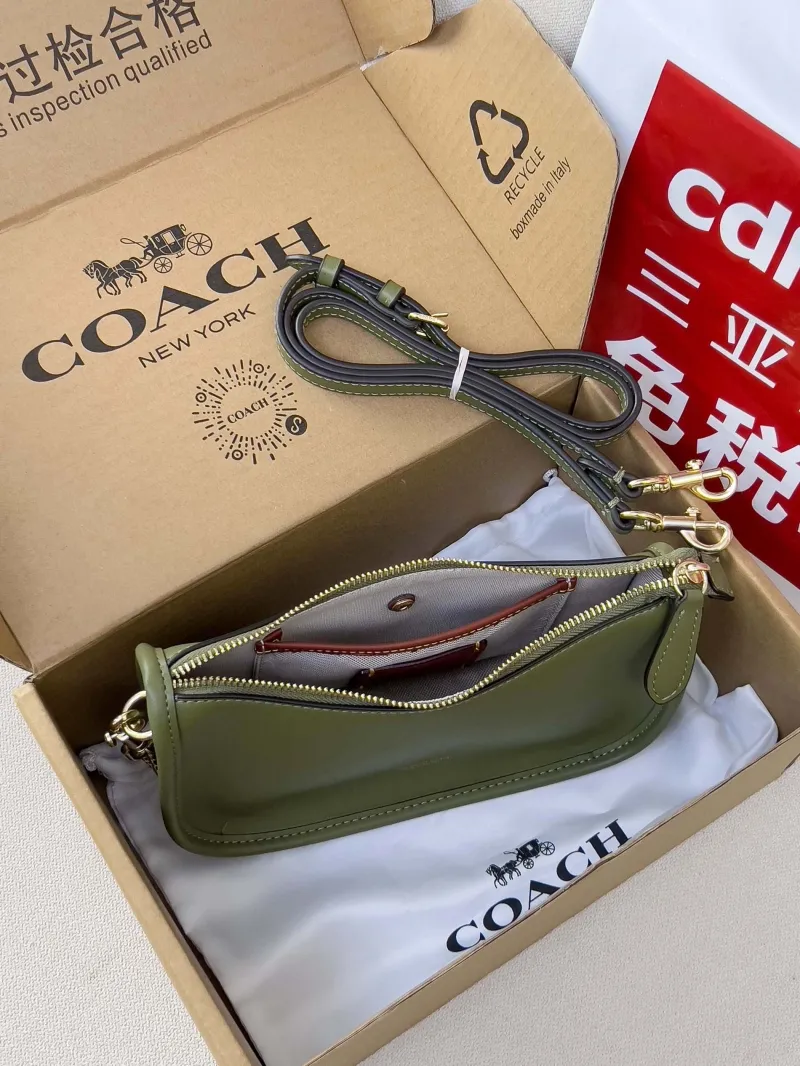Coach Olive Green Leather Satchel Crossbody Bag - Image 5