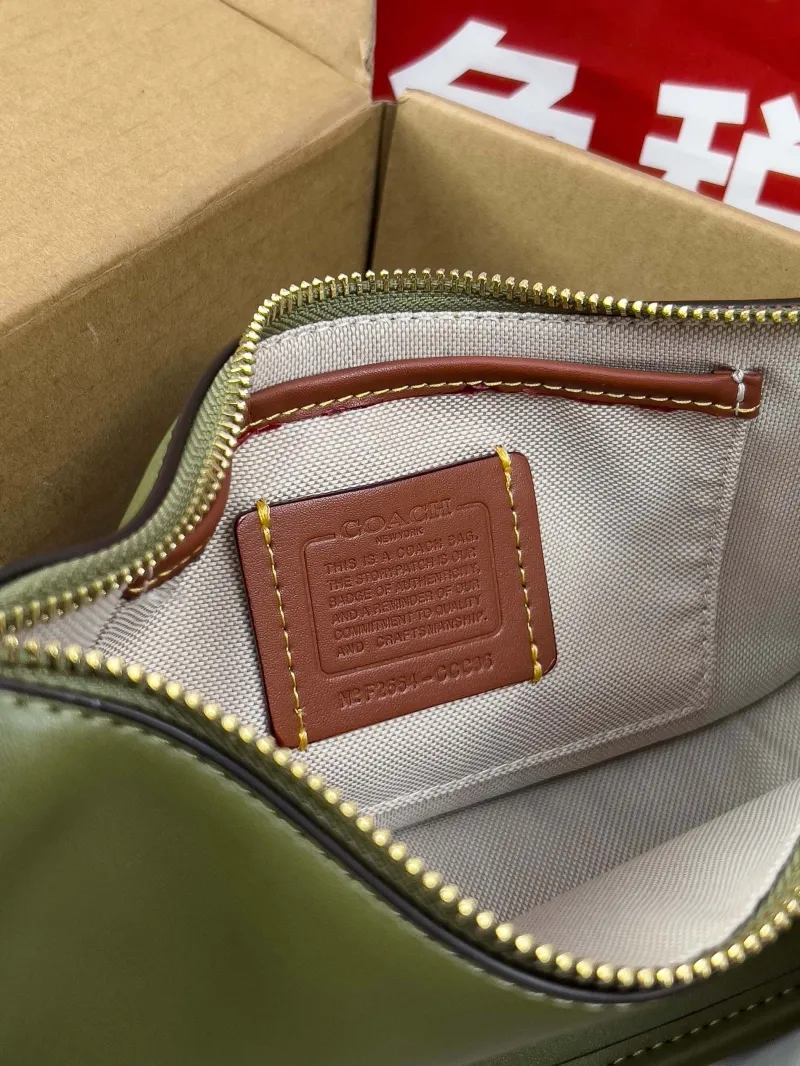 Coach Olive Green Leather Satchel Crossbody Bag - Image 6