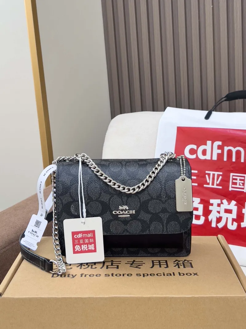 Coach Black Signature Crossbody Satchel Bag - Image 3
