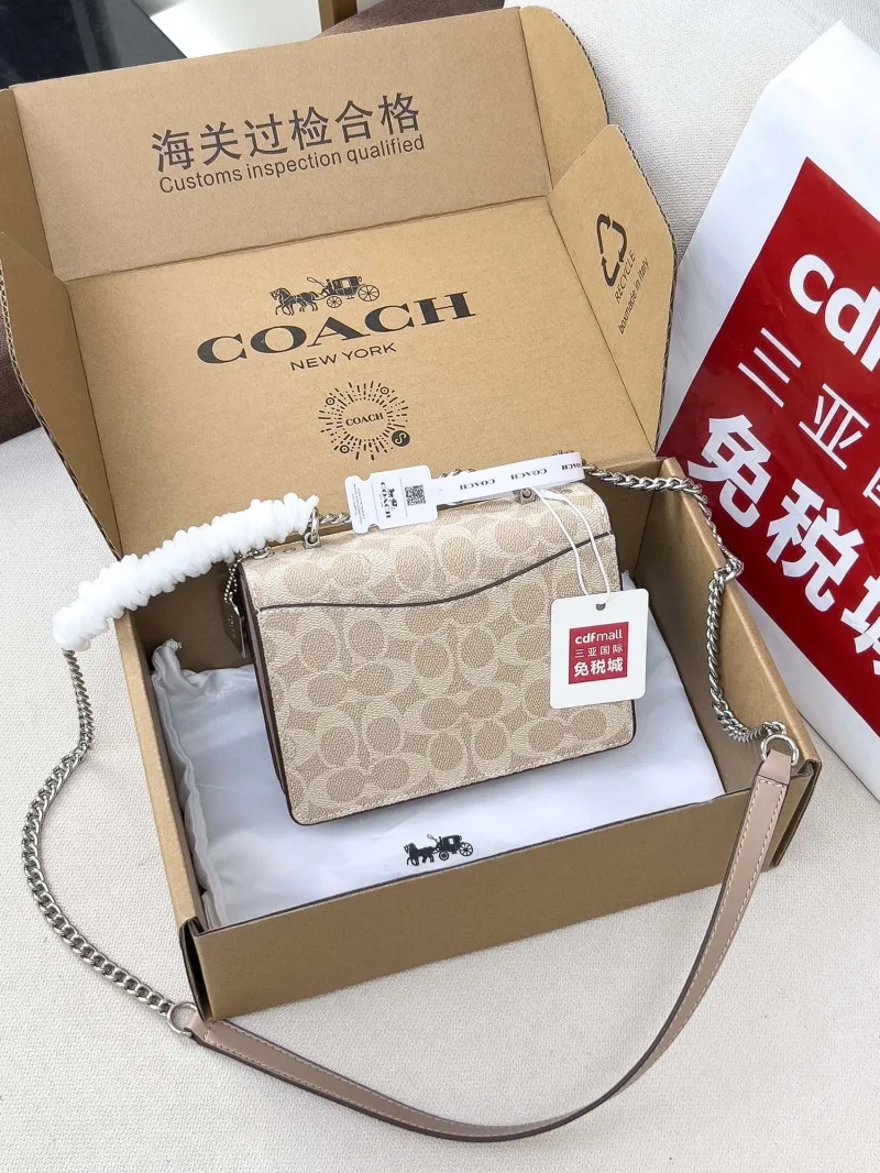 Alternative view of Coach Light Beige Signature Satchel Crossbody Bag