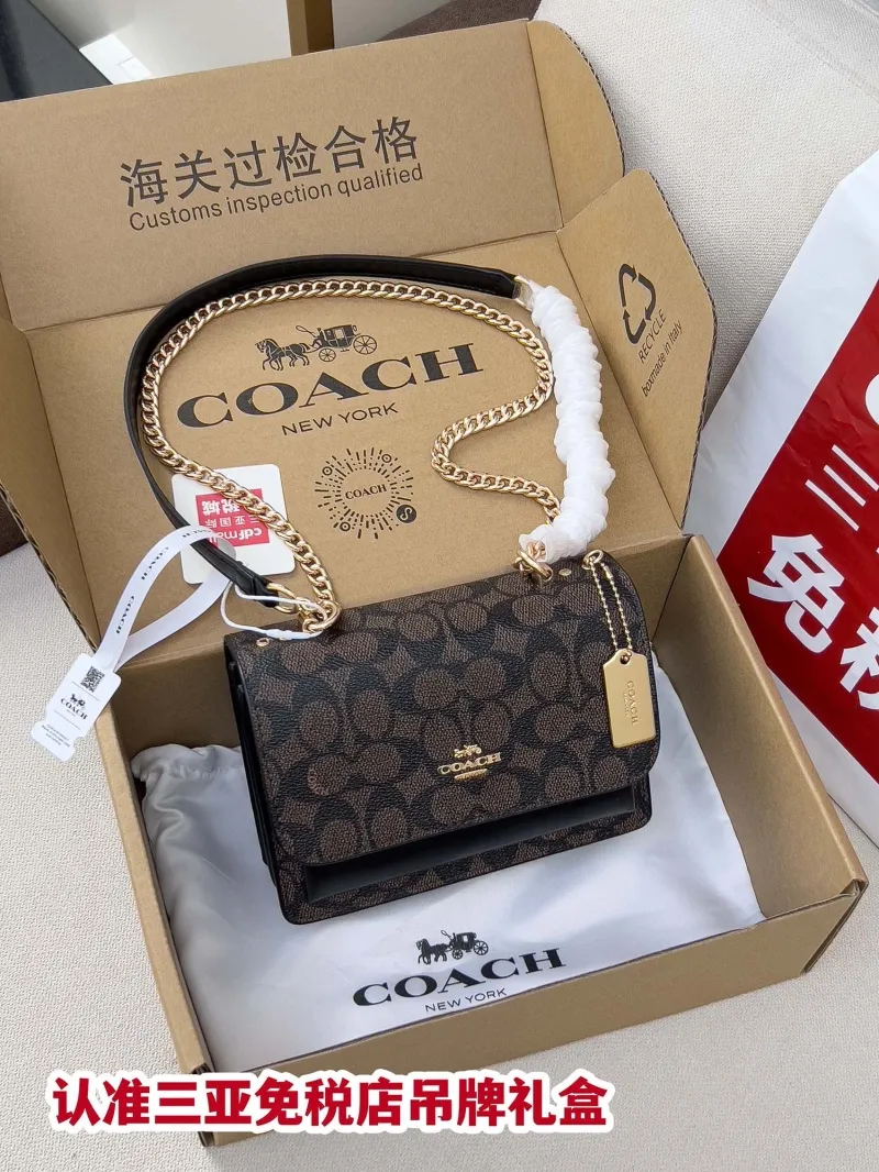 Coach Dark Brown Monogram Satchel Crossbody Bag