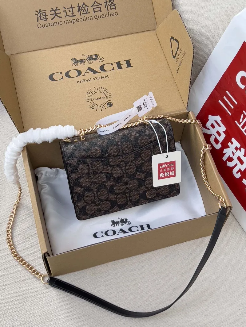 Alternative view of Coach Dark Brown Monogram Satchel Crossbody Bag