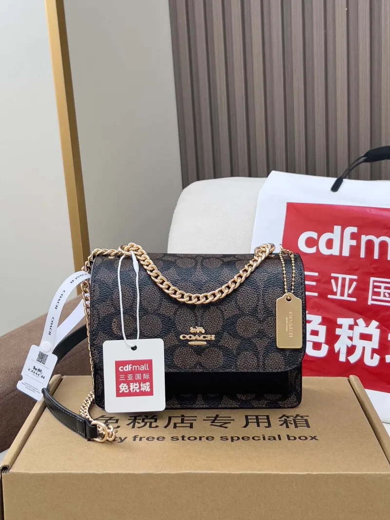 Coach Dark Brown Monogram Satchel Crossbody Bag - Image 4
