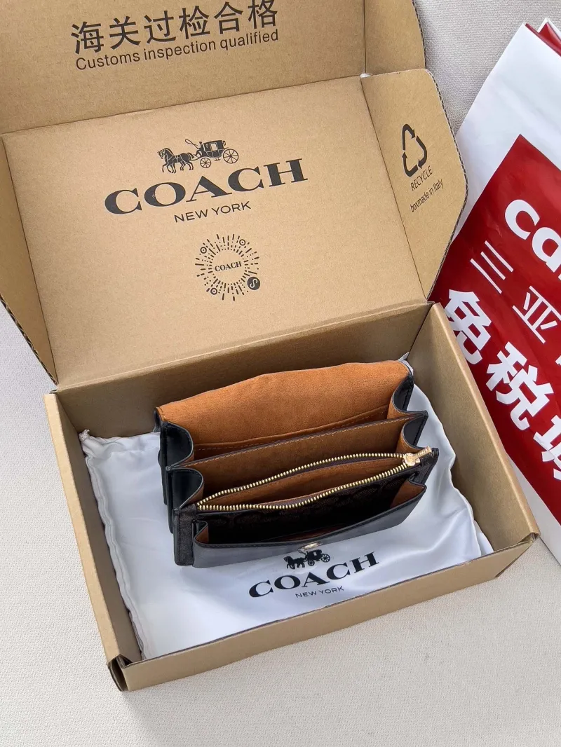 Coach Dark Brown Monogram Satchel Crossbody Bag - Image 5