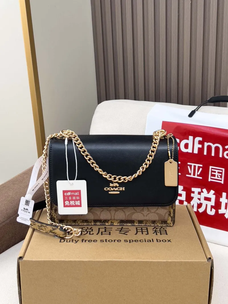 Coach Black Signature Canvas Satchel Bag - Image 4