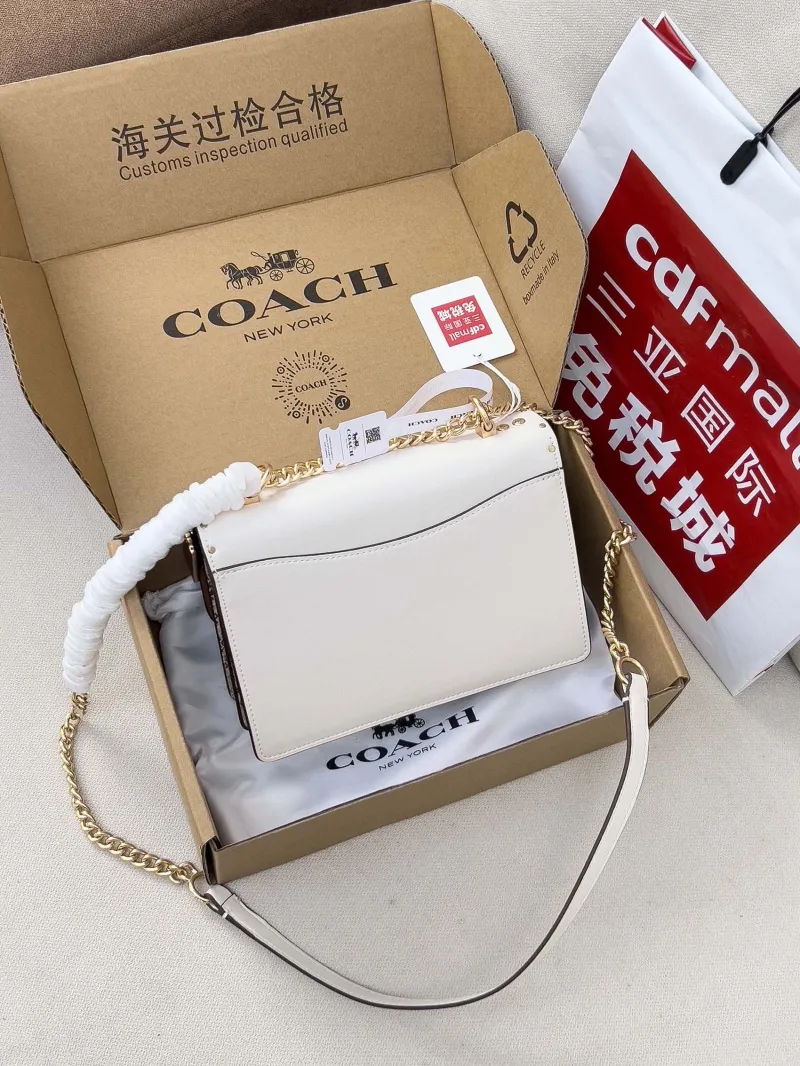 Alternative view of Coach White Satchel Bag with Chain Strap