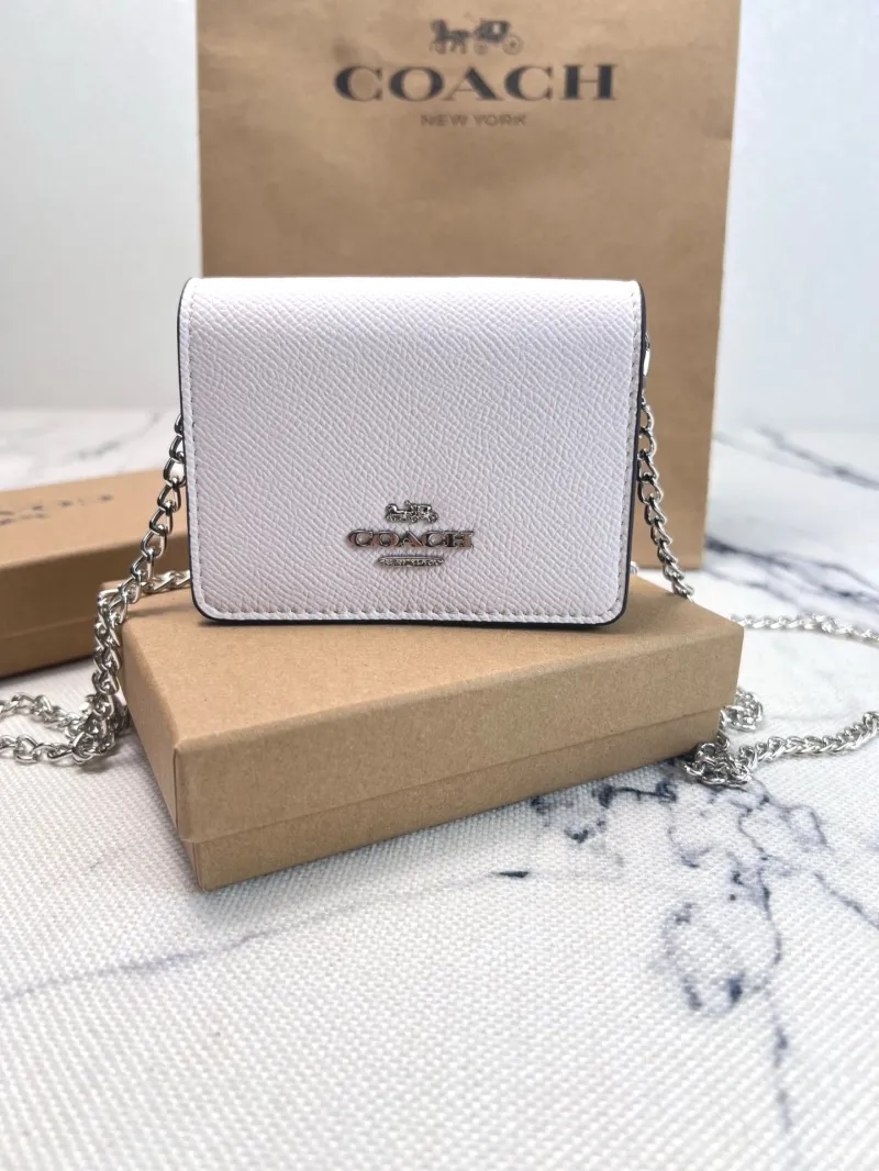 Coach White Mini Chain Wallet - Image 3