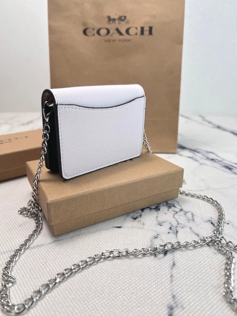 Coach White Mini Chain Wallet - Image 4