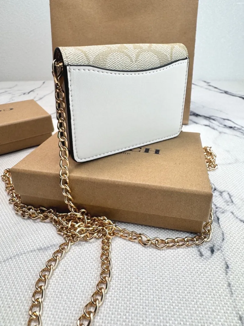 Coach Mini Chain Crossbody Wallet With Flower Appliques - Image 4