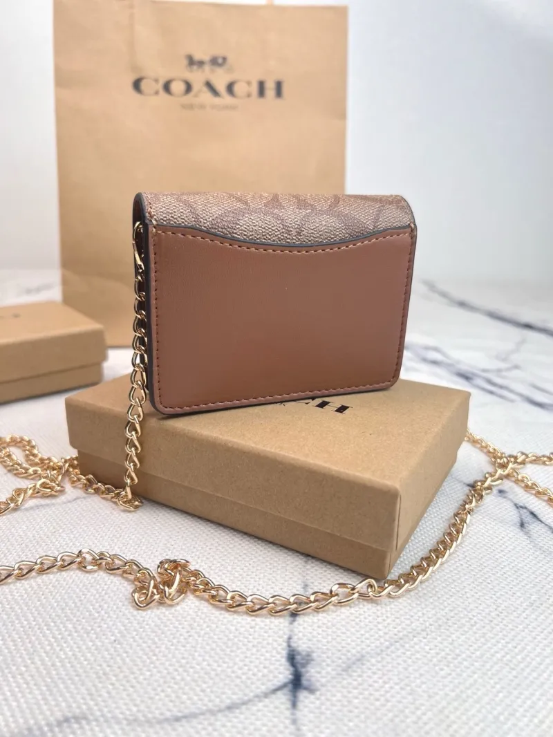 Coach Brown Mini Chain Wallet - Image 4