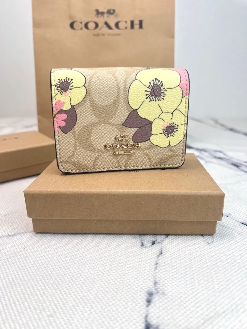 Coach Floral Print Mini Chain Wallet