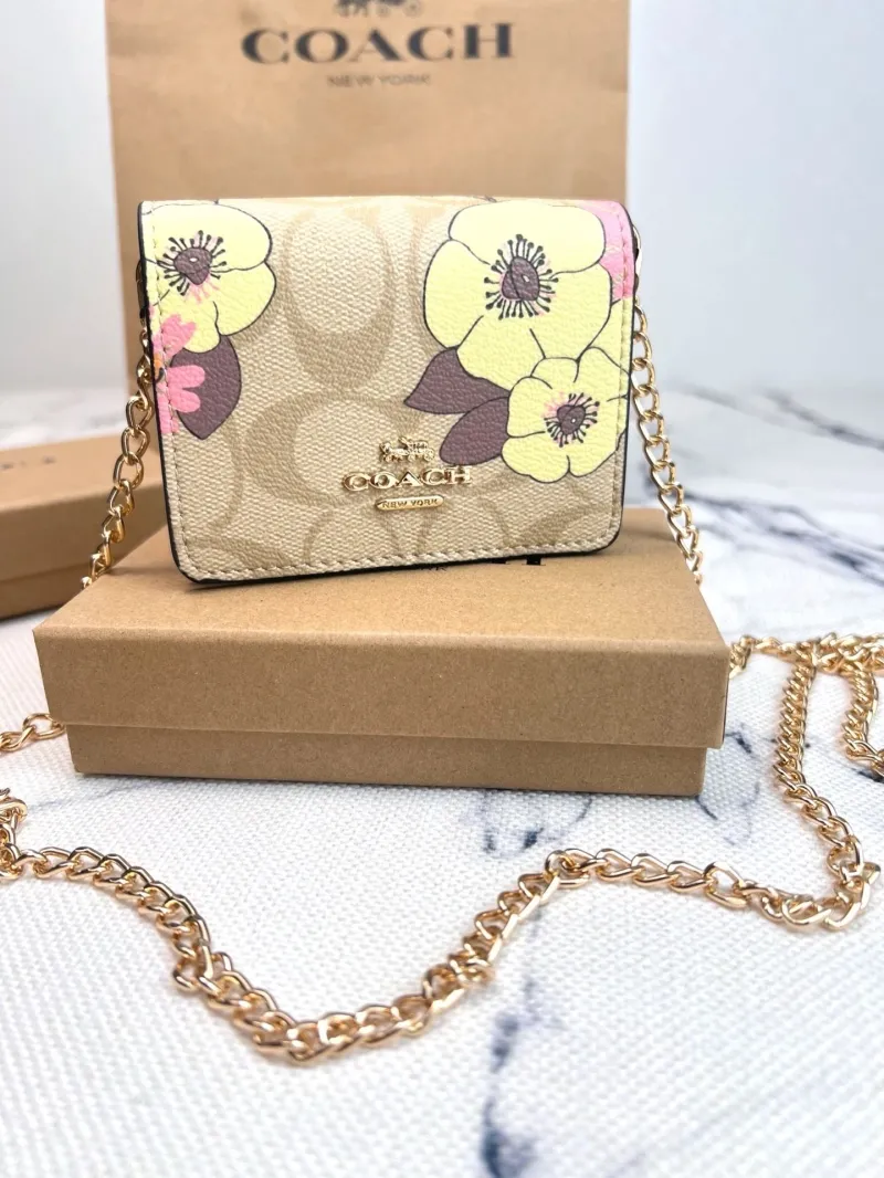 Coach Floral Print Mini Chain Wallet - Image 3