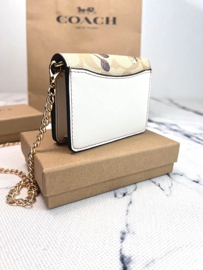 Coach Floral Print Mini Chain Wallet - Image 4
