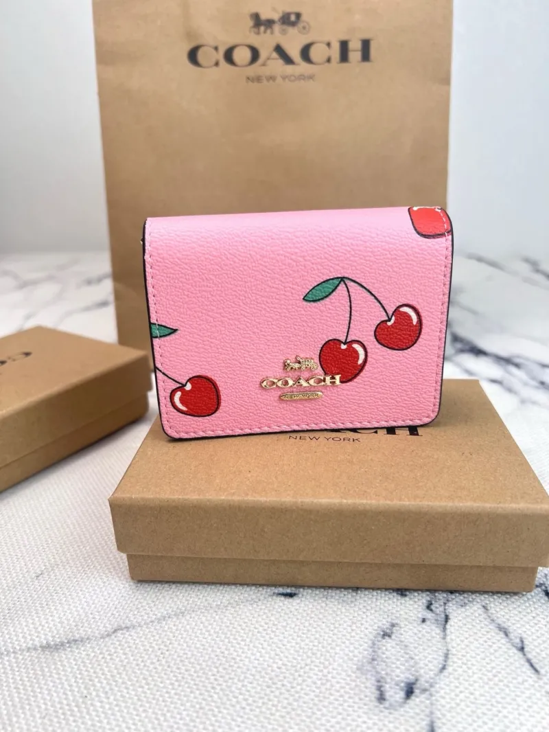 Coach Pink Cherry Print Mini Chain Crossbody Bag