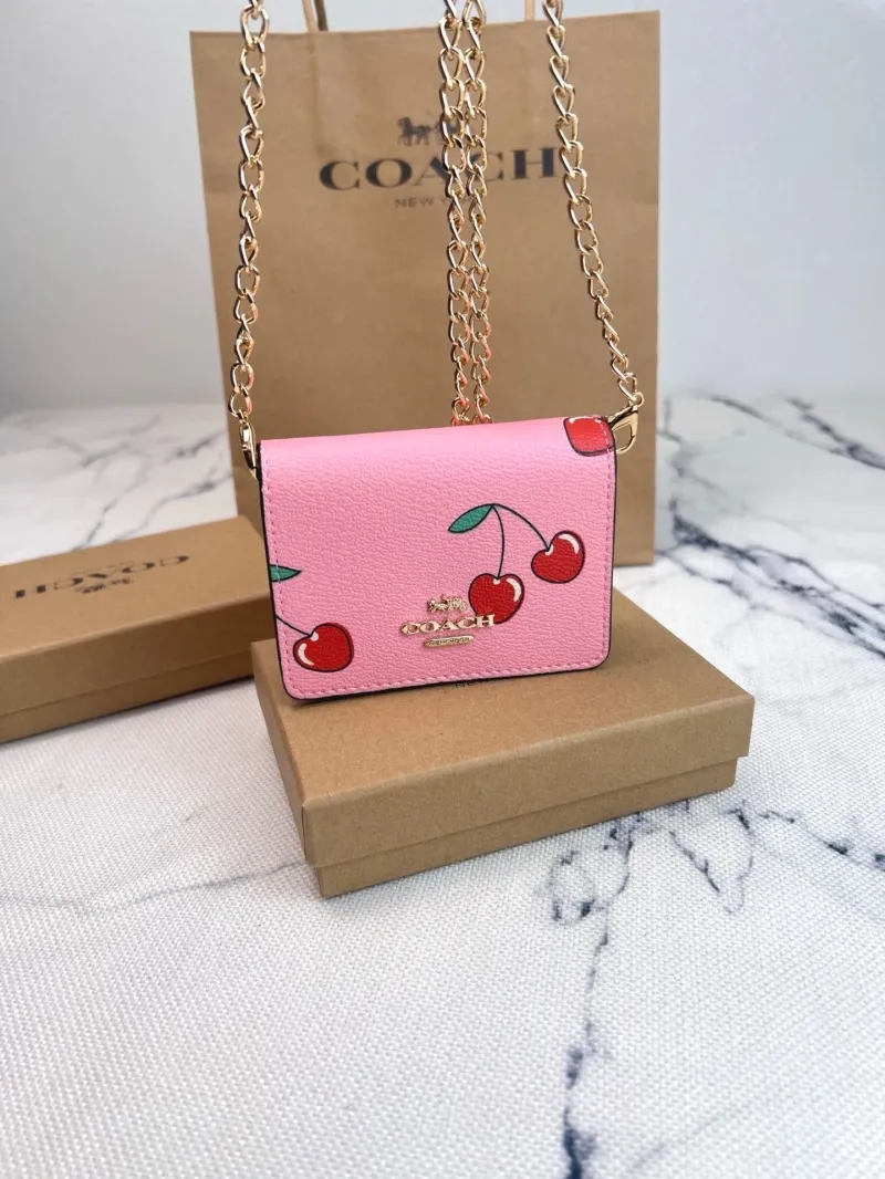 Alternative view of Coach Pink Cherry Print Mini Chain Crossbody Bag