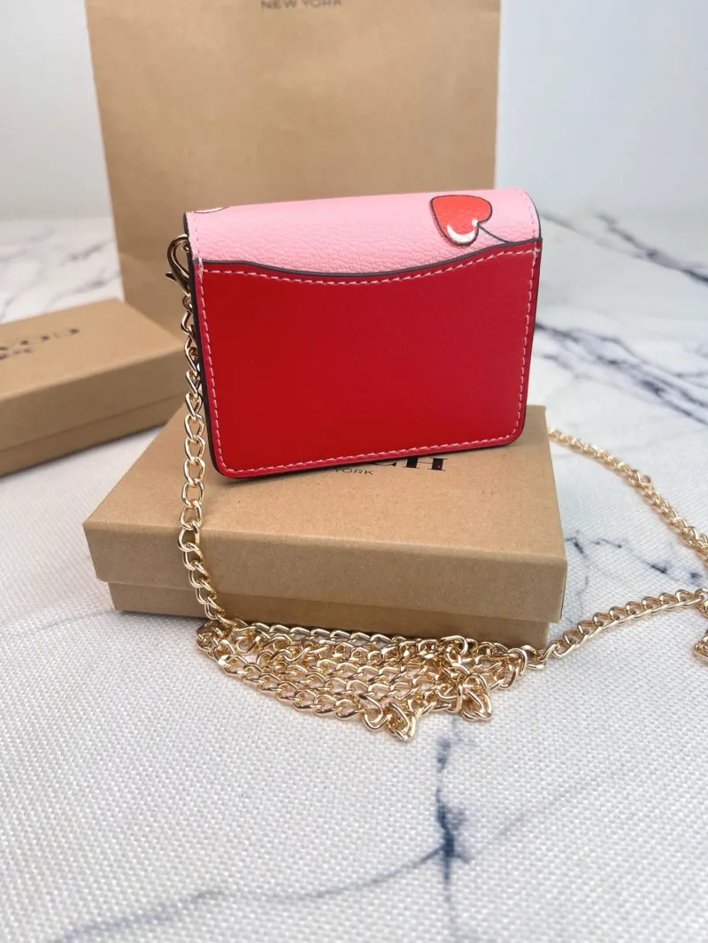 Coach Pink Cherry Print Mini Chain Crossbody Bag - Image 4