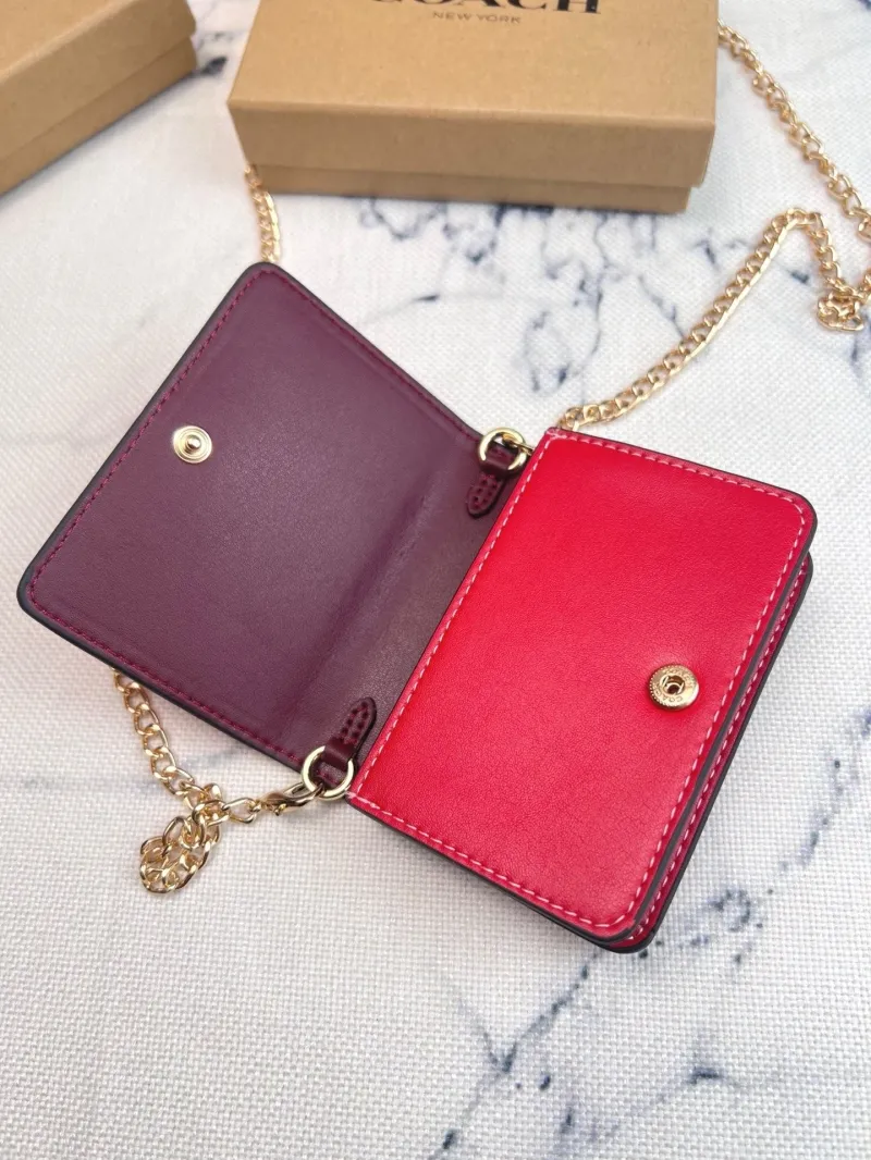 Coach Pink Cherry Print Mini Chain Crossbody Bag - Image 6