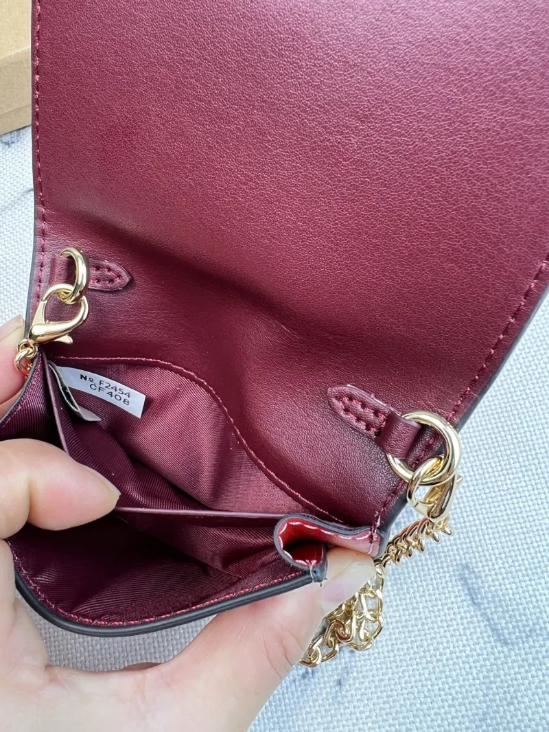 Coach Pink Cherry Print Mini Chain Crossbody Bag - Image 8