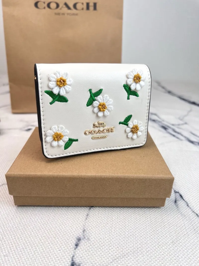 Coach White Daisy Embroidered Chain Mini Bag
