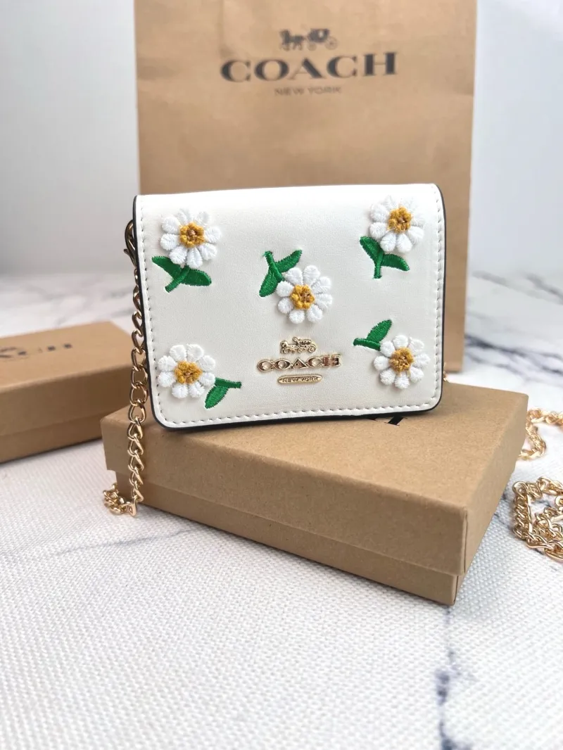 Coach White Daisy Embroidered Chain Mini Bag - Image 3