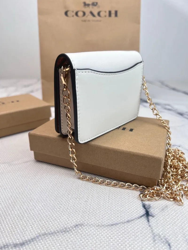 Coach White Daisy Embroidered Chain Mini Bag - Image 4
