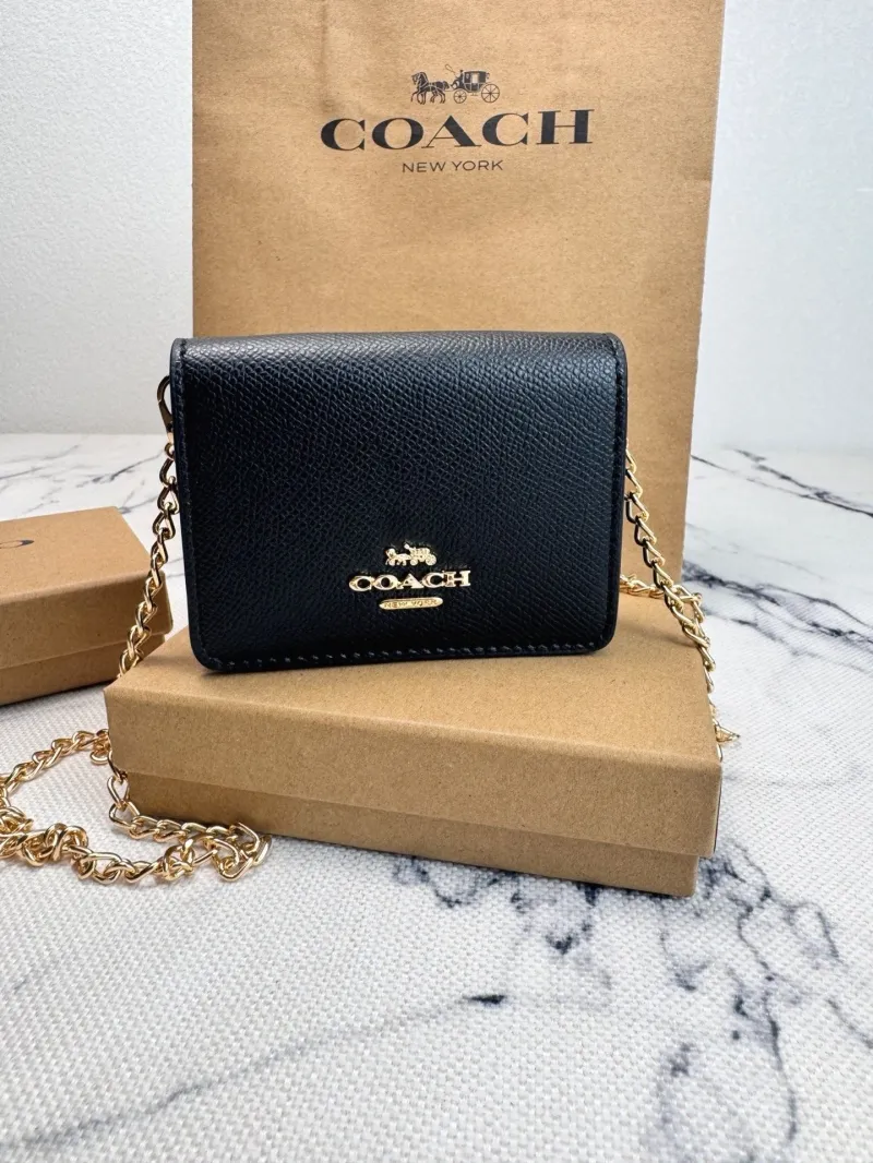 Coach Black Mini Chain Wallet - Image 3