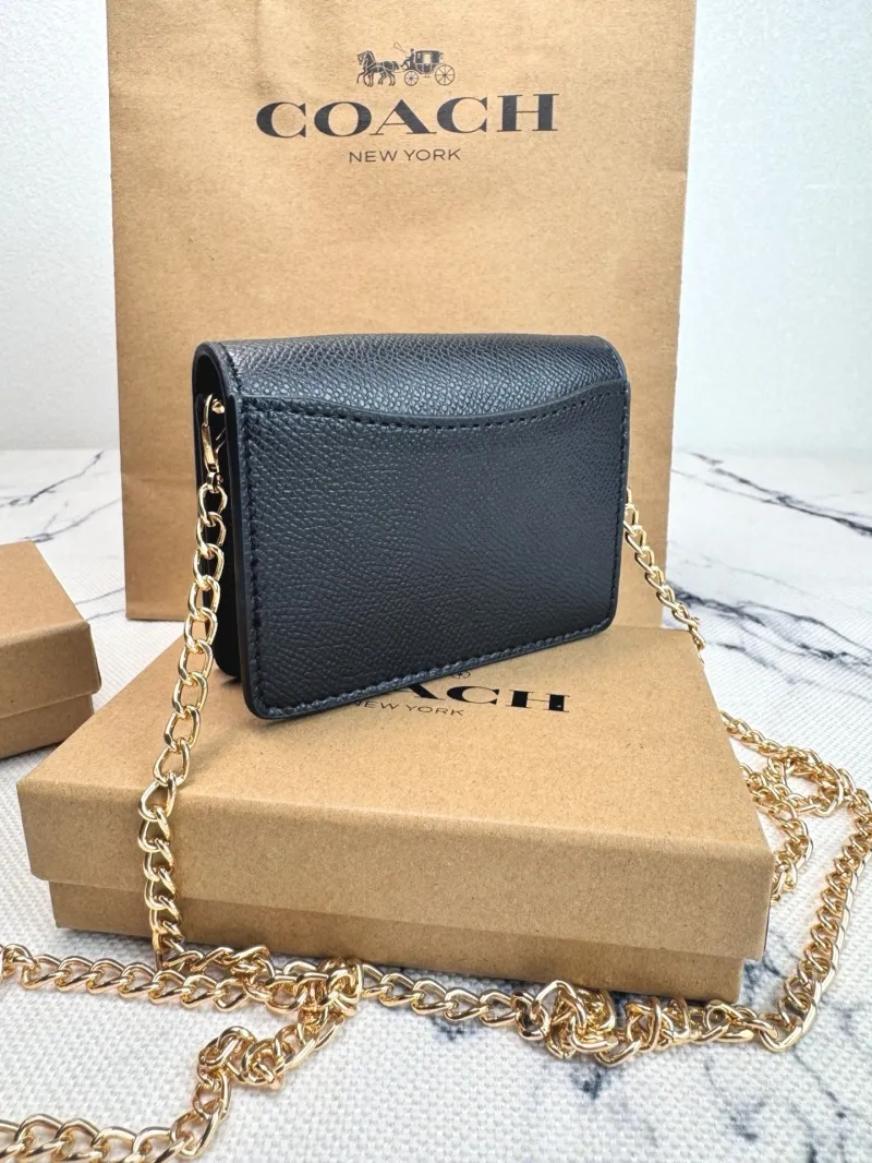 Coach Black Mini Chain Wallet - Image 4