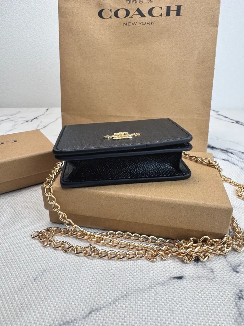 Coach Black Mini Chain Wallet - Image 5