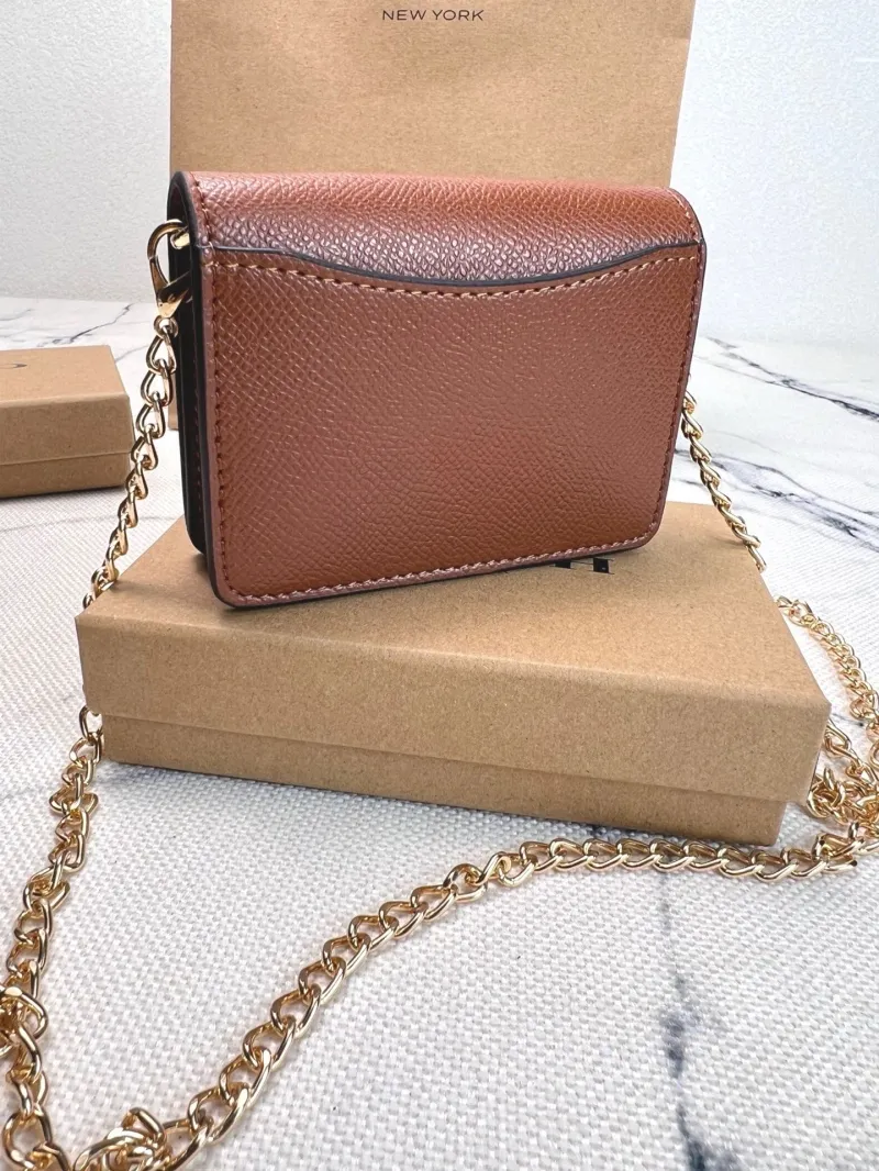 Coach Brown Mini Chain Crossbody Wallet - Image 4
