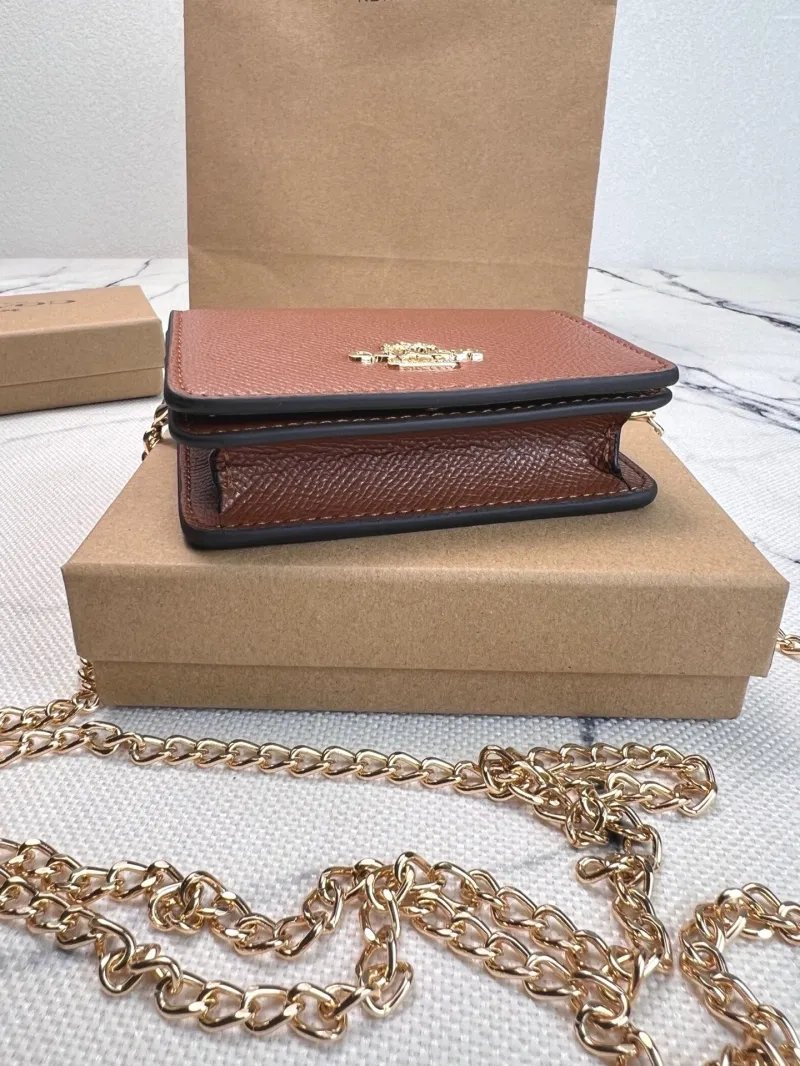Coach Brown Mini Chain Crossbody Wallet - Image 5