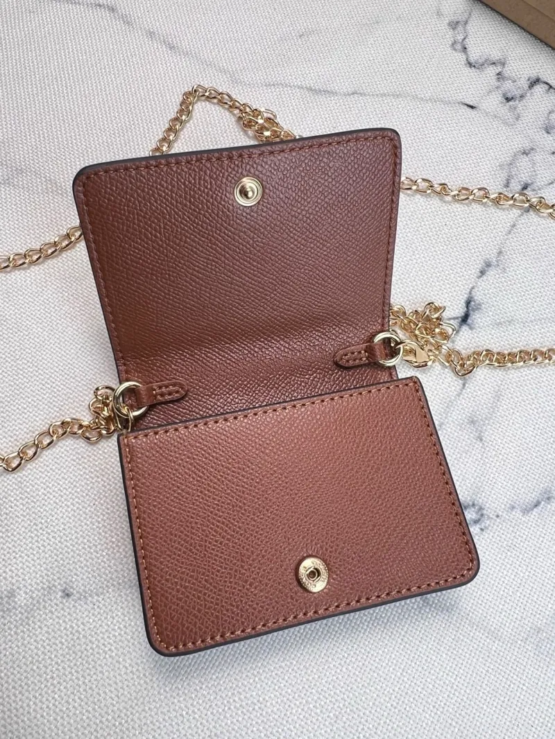 Coach Brown Mini Chain Crossbody Wallet - Image 6