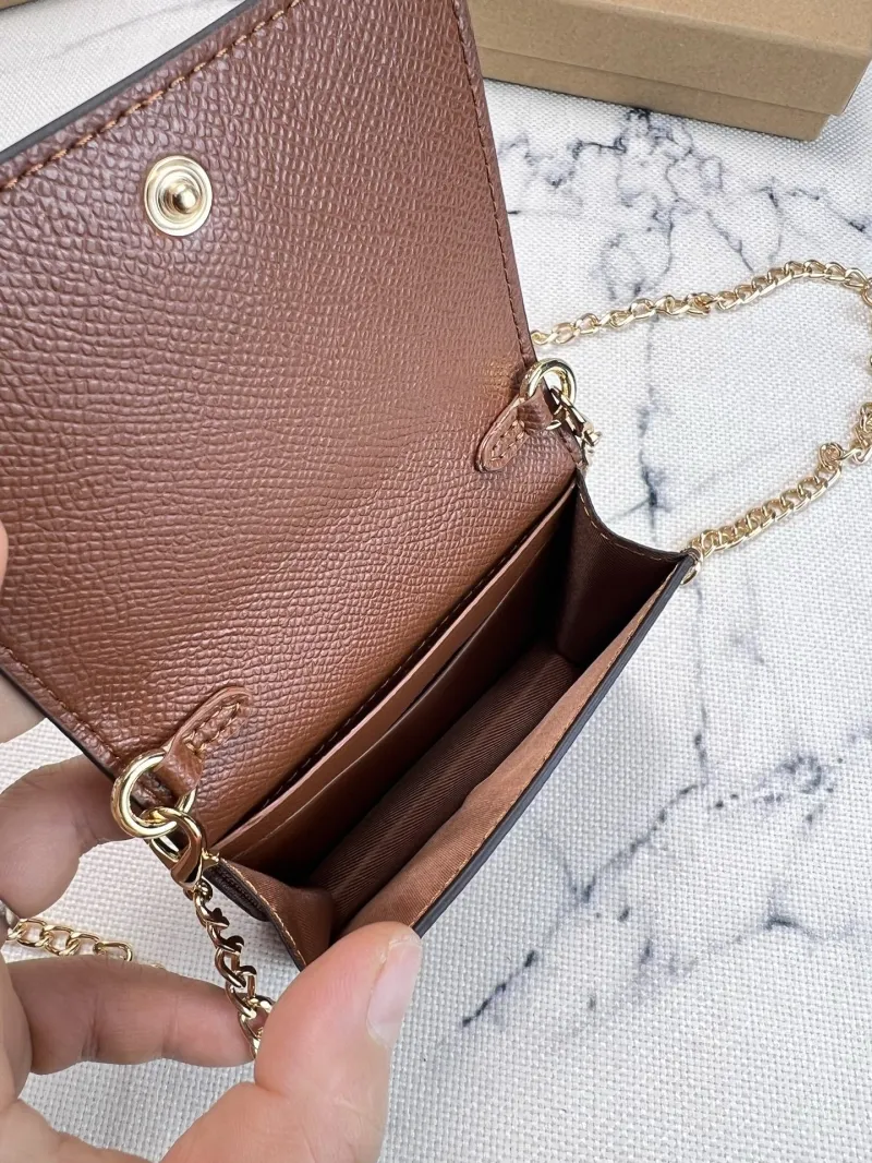 Coach Brown Mini Chain Crossbody Wallet - Image 7