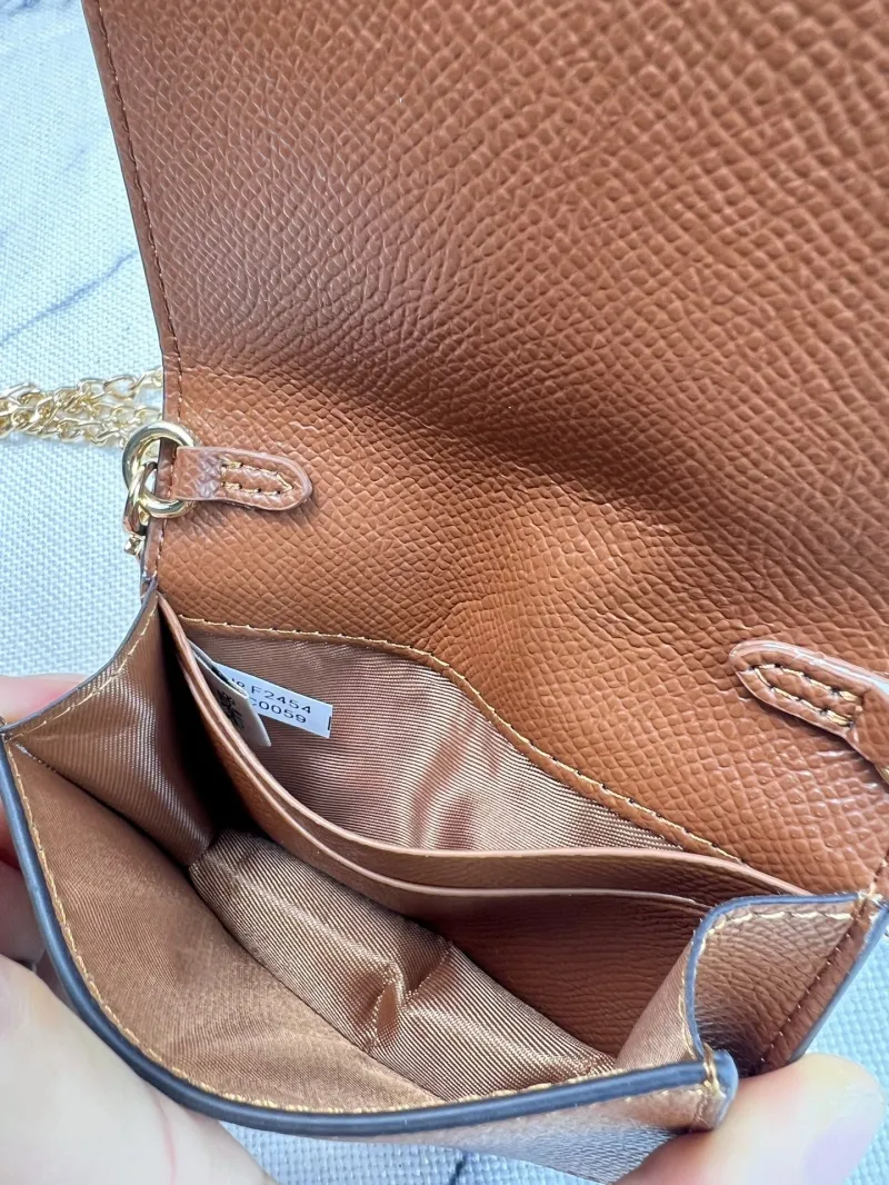 Coach Brown Mini Chain Crossbody Wallet - Image 8