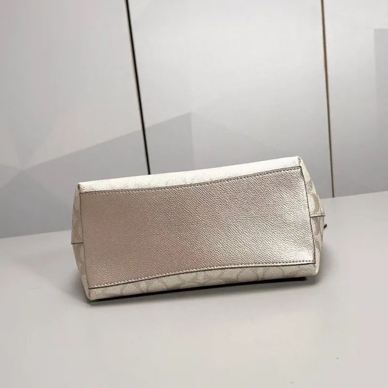 Coach Signature Metallic Beige Satchel Crossbody Bag 128 - Image 6