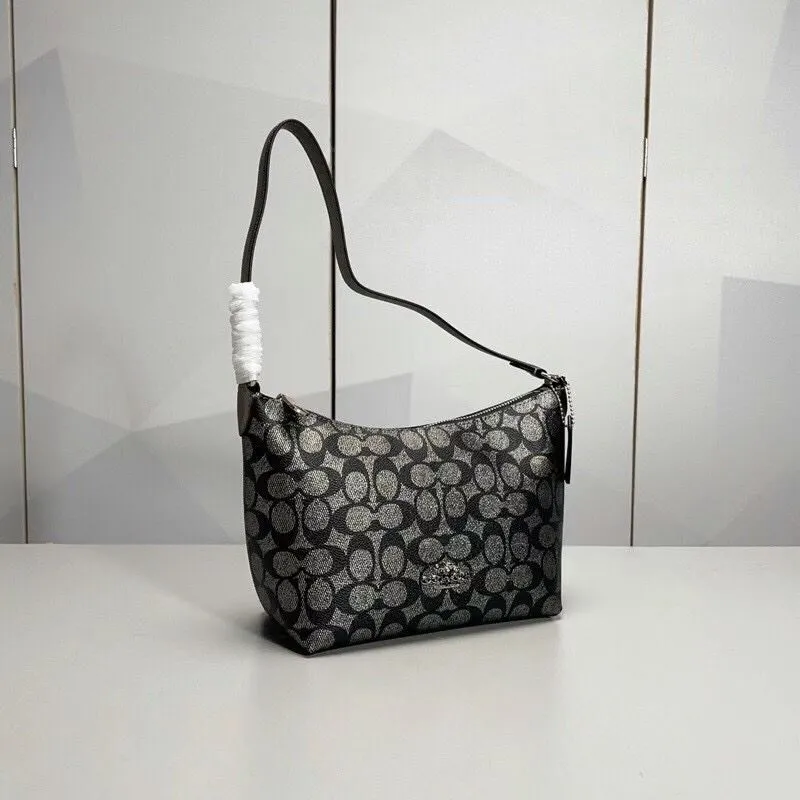 Coach Black Metallic Hobo Shoulder Bag 129