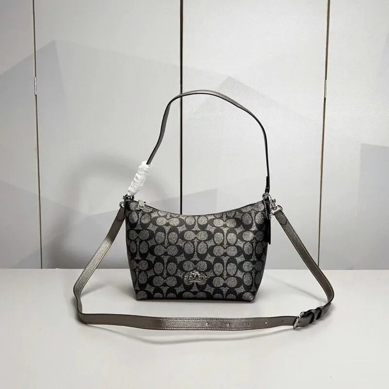 Alternative view of Coach Black Metallic Hobo Shoulder Bag 129