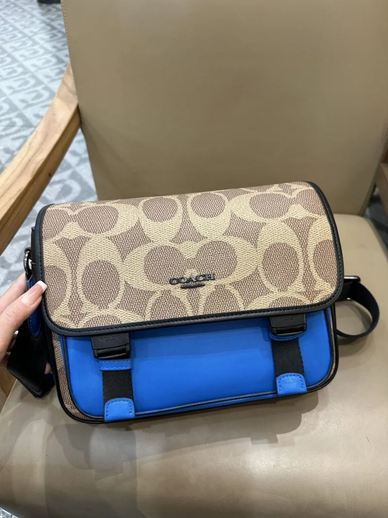 Coach 130 Khaki Blue Crossbody Messenger Bag