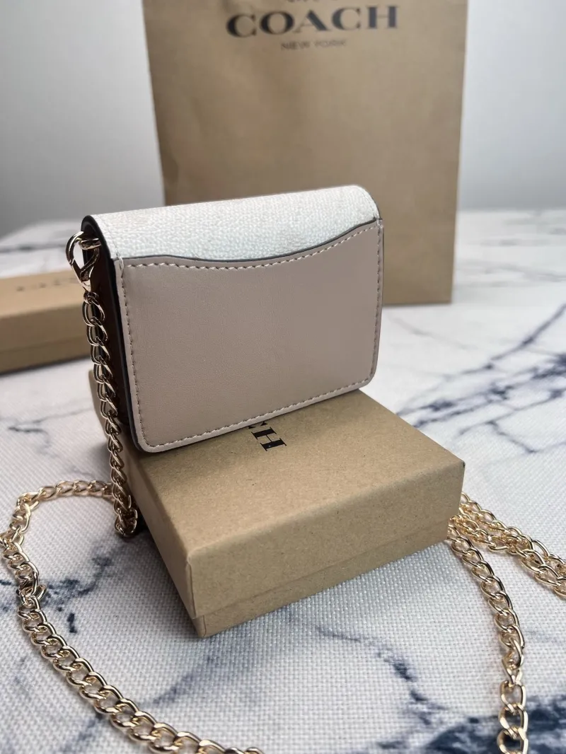 Coach Mini Chain Crossbody Bag White 132 - Image 4