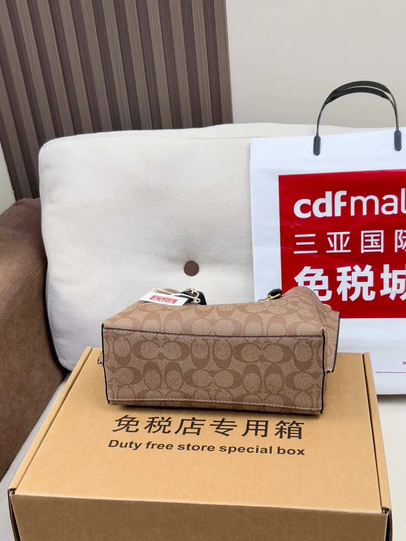 Coach Brown Signature Crossbody Tote Handbag - Image 3