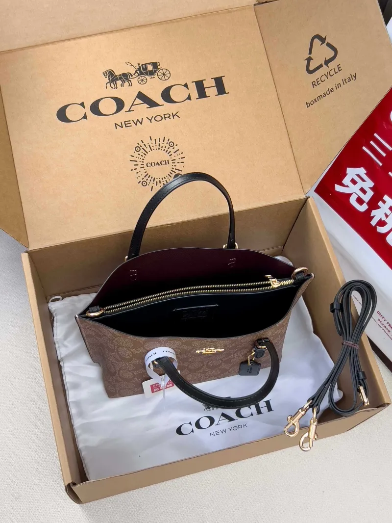 Coach Brown Signature Crossbody Tote Handbag - Image 5