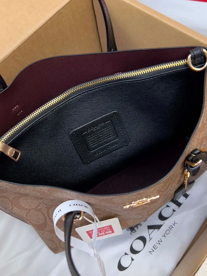 Coach Brown Signature Crossbody Tote Handbag - Image 6