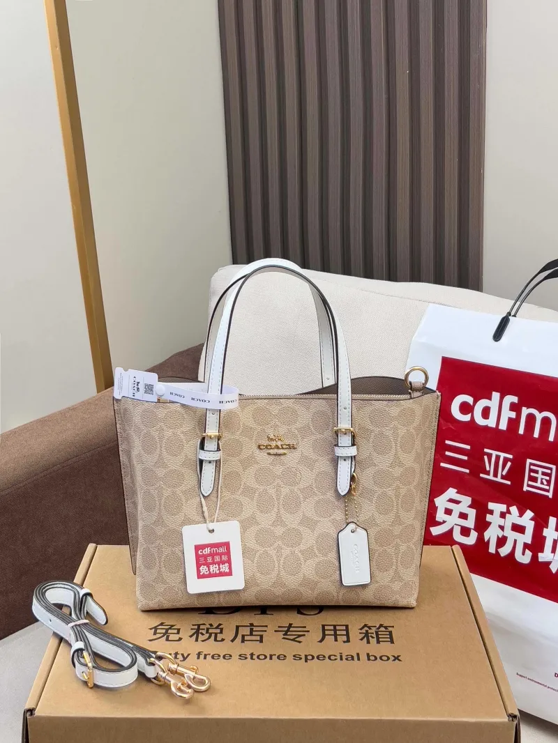 Coach Signature Tote Bag Light Beige White - Image 4